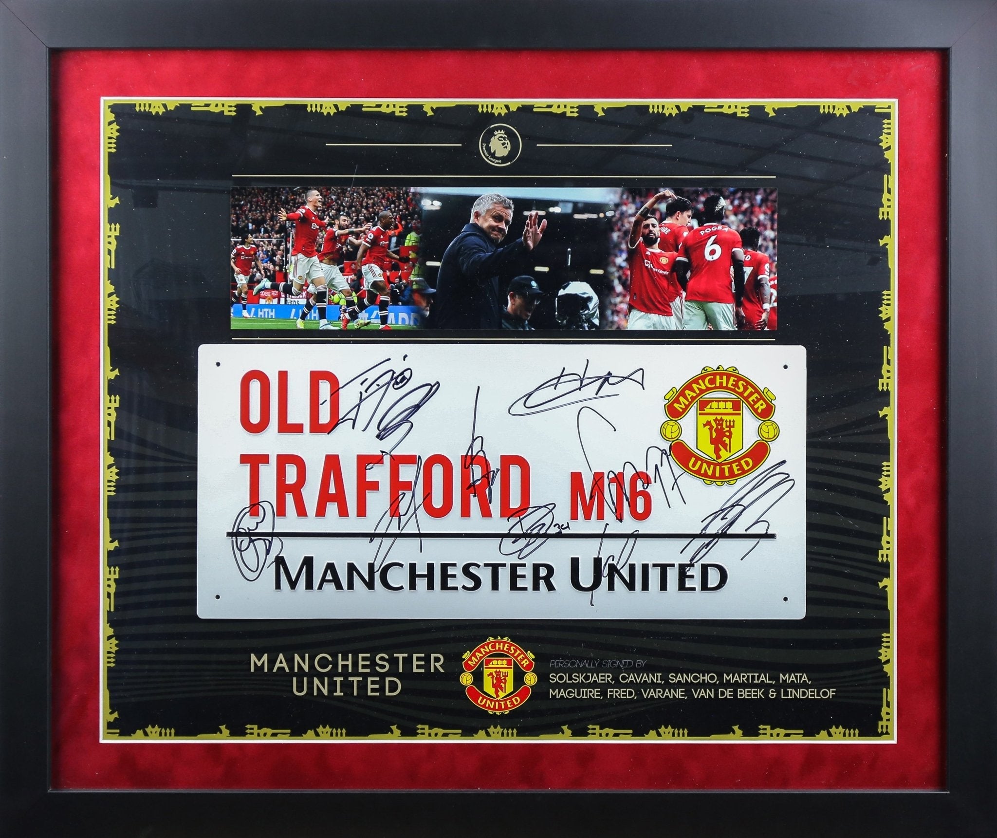 Multi Signed Man United Roadsign Framed Display - Memorabilia Framers Shop